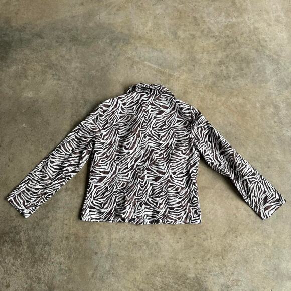 Vintage brown and white zebra print button-up blazer jacket - Picture 4 of 7
